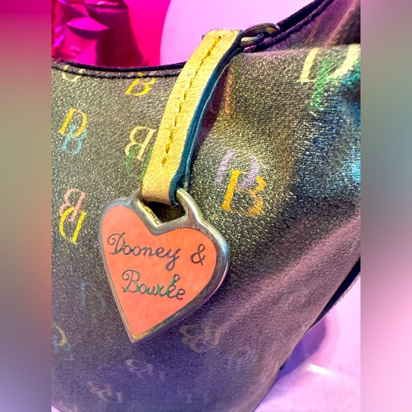 Dooney & Bourke Y2K vintage Monogram Small Hobo charcoal EUC callouts last 2 pic - Picture 8 of 14